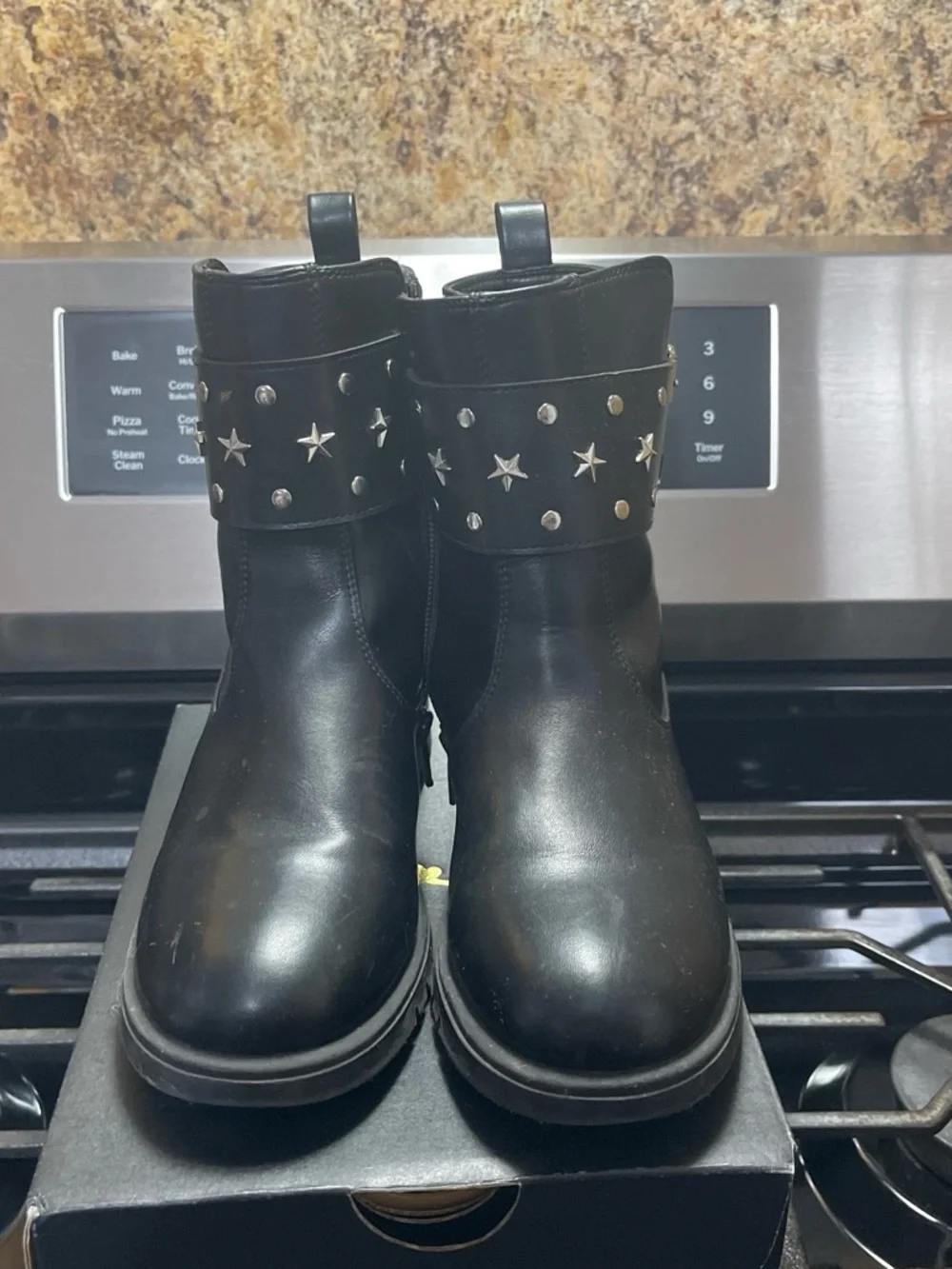 GAP Girls Black Star Studded Booties